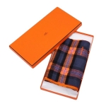 エルメス HERMES Back to School カシミア マフラー マリンブルー×オレンジ [メンズ] H393745T 01