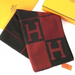 HERMES エルメス ギフト プレゼント ブランケット Avalon アヴァロン・トリコロール ブラック×レッド H102665M 08