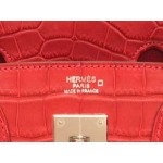 エルメス バーキン 25/30/35 クロコダイル/ブーゲンビリア×シルバー金具 he-ba-3499