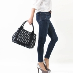 バレンシアガ BALENCIAGA トートバッグ ネイビーカバス ストライプ ロゴ S ブラック  レディース 339933 KMZAN 1000
