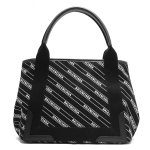 バレンシアガ BALENCIAGA トートバッグ ネイビーカバス ストライプ ロゴ S ブラック  レディース 339933 KMZAN 1000