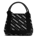 バレンシアガ BALENCIAGA トートバッグ/ショルダーバッグ ネイビーカバスストライプ ロゴ XS ブラック&ブランホワイト 390346 KMZAN 1000  レディース