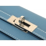 エルメス ケリーウォレット ロング/ブルージーン×シルバー金具 he-ac-1130