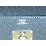エルメス ケリーウォレット ロング/ブルージーン×シルバー金具 he-ac-1130