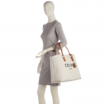 セリーヌ CELINE ホリゾンタル キャンバス ロゴプリント トートバッグ CABAS CELINE ベージュ系 19006 2BNZ 02NT