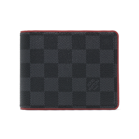 ルイヴィトン LOUIS VUITTON 二つ折財布【札入れ】 ダミエ グラフィット ポルトフォイユ・ミュルティプル グレー＆ボルドー  メンズ  N63260​