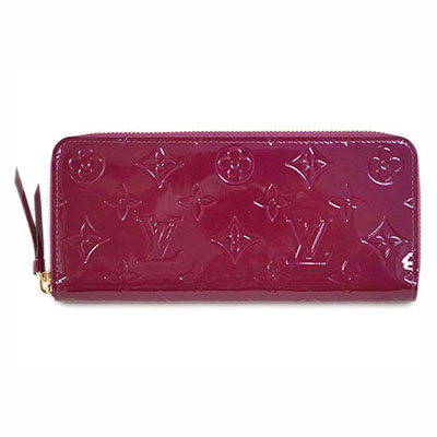 ルイヴィトンLOUIS VUITTON ヴェルニ ラウンドファスナー長財布 ポルトフォイユ・クレマンス　マゼンタ　M90972
