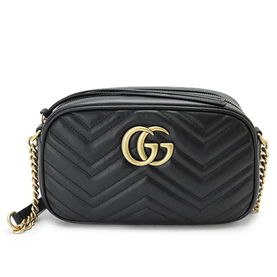 グッチ ショルダーバッグ  GUCCI ななめがけバッグ/ポシェット GG MARMONT キルティング レザー ブラック 447632 DTD1D 1000
