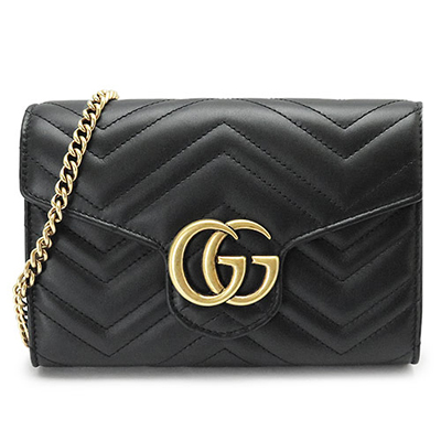 グッチ ショルダーバッグ  GUCCIクラッチバッグ/ポシェットGG MARMONT/GGマーモント キルティング レザー ブラック 474575 DRW1T 1000​
