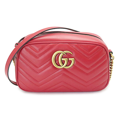 グッチ ショルダーバッグ  GUCCI ななめがけバッグ/ポシェット GG MARMONT キルティング レザー ハイビスカスレッド 447632 DTD1D 6433