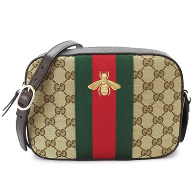 グッチ ショルダーバッグ GUCCI ななめがけバッグ ウールシグネチャーウェブ×ゴールドビー GGキャンバス ベージュ×ダークブラウン 412008 KQWYG 8869