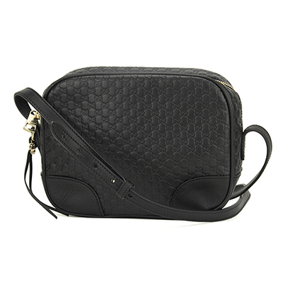 グッチ ショルダーバッグ GUCCI  マイクロ グッチシマ レディース BLACK ブラック 黒 GG 型押し クロスボディ 上品 カジュアル 449413 BMJ1G 1000​
