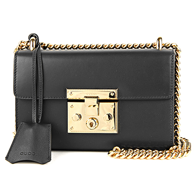 グッチ ショルダーバッグ GUCCI  バッグ パドロックショルダーバッグ レディース BLACK ブラック 黒 チェーン スライドロック コンパクト 2WAY フェミニン エレガント 409487 AP00G 1000​