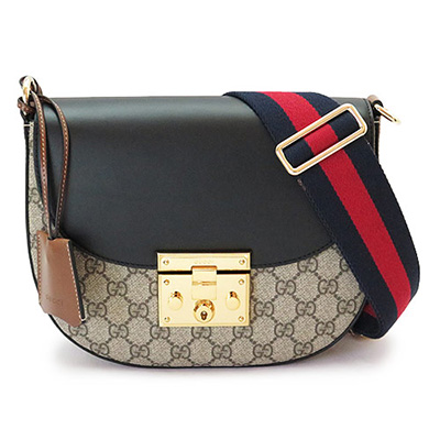 グッチ ショルダーバッグ  GUCCI クラッチバッグ/ポシェット GGスプリーム キャンバス レザー　パドロック　 ベージュ×ブラック×ブラウン 453189 K6RCG 8982​