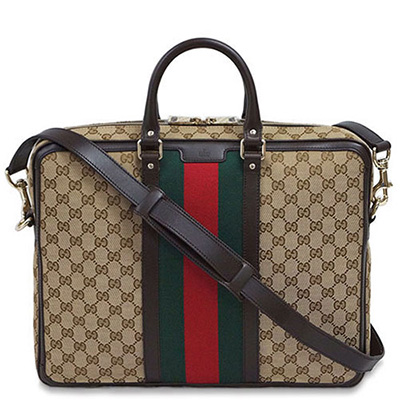 グッチ バッグ　GUCCI　メンズ　ブリーフケース　ストラップ付き　ウェビング　レッドxグリーン　GGキャンバスベージュxダークブラウン 紙袋付き　246408-9791　
