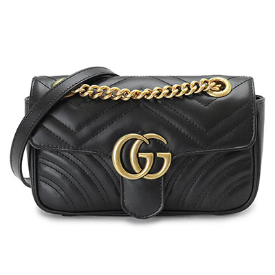 グッチ ショルダーバッグ GUCCI クラッチバッグ/ポシェット GG MARMONT レザー ブラック  446744 DTDIT 1000