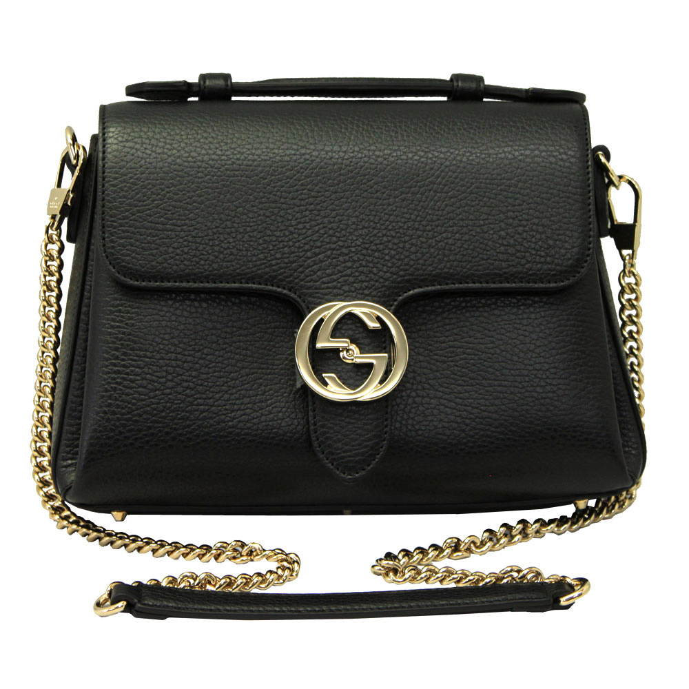 グッチ バッグ レザー ブラック 510302 GUCCI チェーンショルダーバッグ インターロッキングG 510302 CA00G 1000 