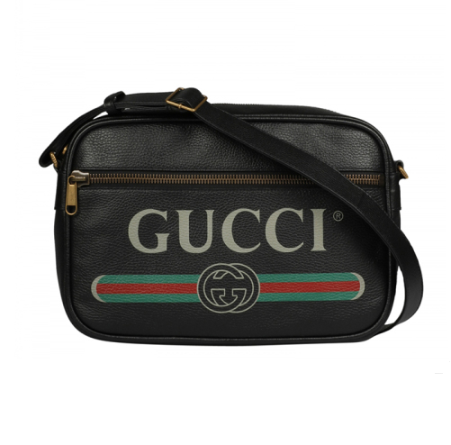 グッチ GUCCI グッチプリント レザー ショルダーバッグ メッセンジャー ブラック [メンズ] 523589 0QRAT 8163 