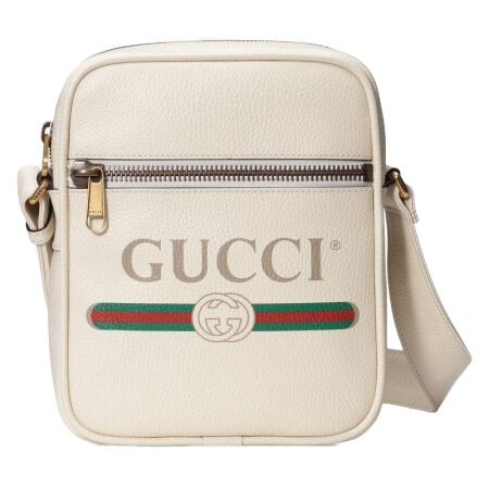 グッチ GUCCI グッチプリント レザー ショルダーバッグ ホワイト 523591 0QRAT 8820 