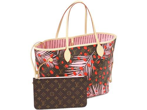 ルイヴィトンバッグ　LOUIS VUITTON　トートバッグ　ポーチ付き　モノグラム　ジャングル・ドット　ネヴァーフルMM　シュガーピンクポピー　M41979