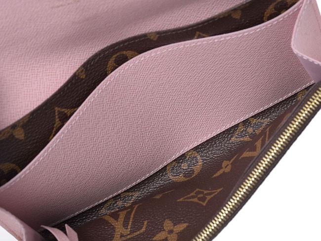 ルイヴィトン LOUIS VUITTON  長財布 レディース ポルトフォイユ・エミリー モノグラム ローズ・バレリーヌ M61289