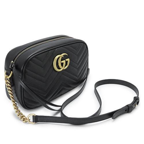 グッチ ショルダーバッグ  GUCCI ななめがけバッグ/ポシェット GG MARMONT キルティング レザー ブラック 447632 DTD1D 1000