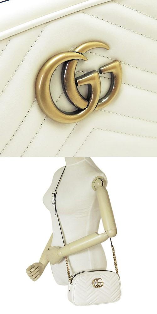 グッチ ショルダーバッグ  GUCCI ななめがけバッグ/ポシェット GG MARMONT キルティング レザー オフホワイト 447632 DTD1D 9022
