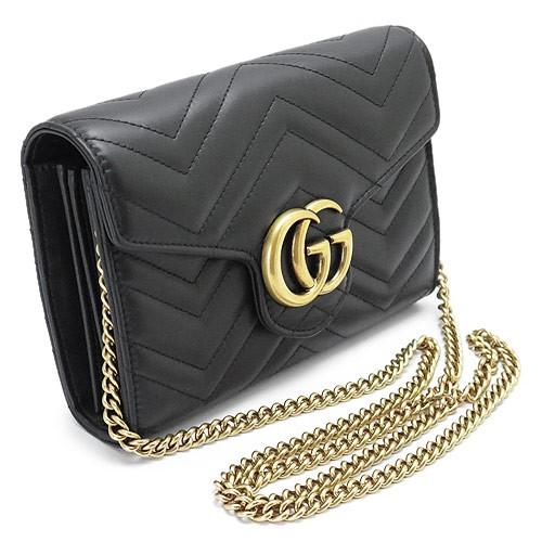 グッチ ショルダーバッグ  GUCCIクラッチバッグ/ポシェットGG MARMONT/GGマーモント キルティング レザー ブラック 474575 DRW1T 1000​
