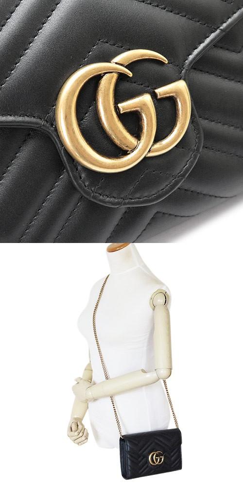 グッチ ショルダーバッグ  GUCCIクラッチバッグ/ポシェットGG MARMONT/GGマーモント キルティング レザー ブラック 474575 DRW1T 1000​