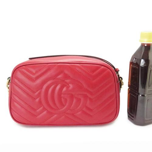 グッチ ショルダーバッグ  GUCCI ななめがけバッグ/ポシェット GG MARMONT キルティング レザー ハイビスカスレッド 447632 DTD1D 6433