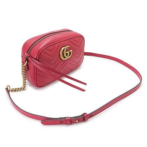 グッチ ショルダーバッグ  GUCCI ななめがけバッグ/ポシェット GG MARMONT キルティング レザー ハイビスカスレッド 447632 DTD1D 6433
