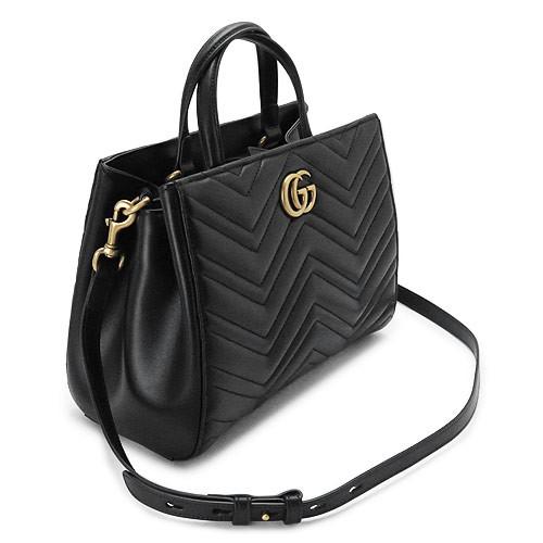 グッチ ハンドバッグ  GUCCI 2WAYショルダーバッグ GGマーモント レザー ブラック 448054 DTD1T 1000