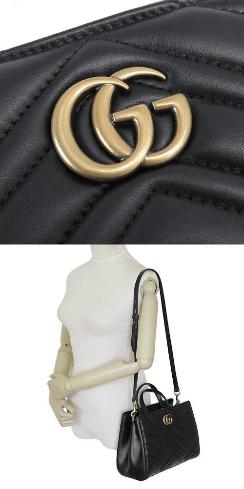 グッチ ハンドバッグ  GUCCI 2WAYショルダーバッグ GGマーモント レザー ブラック 448054 DTD1T 1000