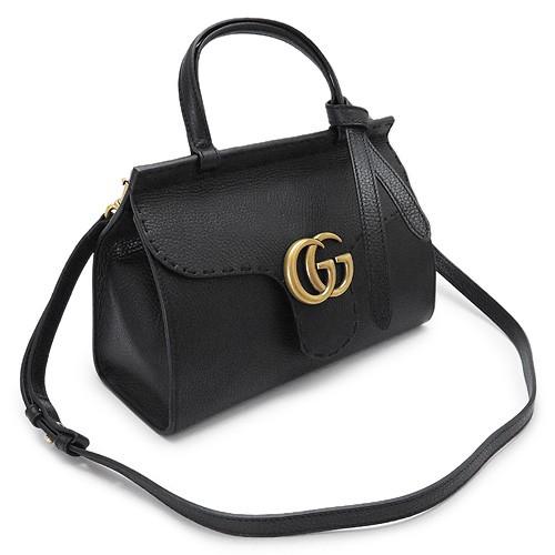 グッチ ハンドバッグ  GUCCI 2WAYショルダーバッグ GGマーモント レザー ブラック 442622 A7M0T 1000​