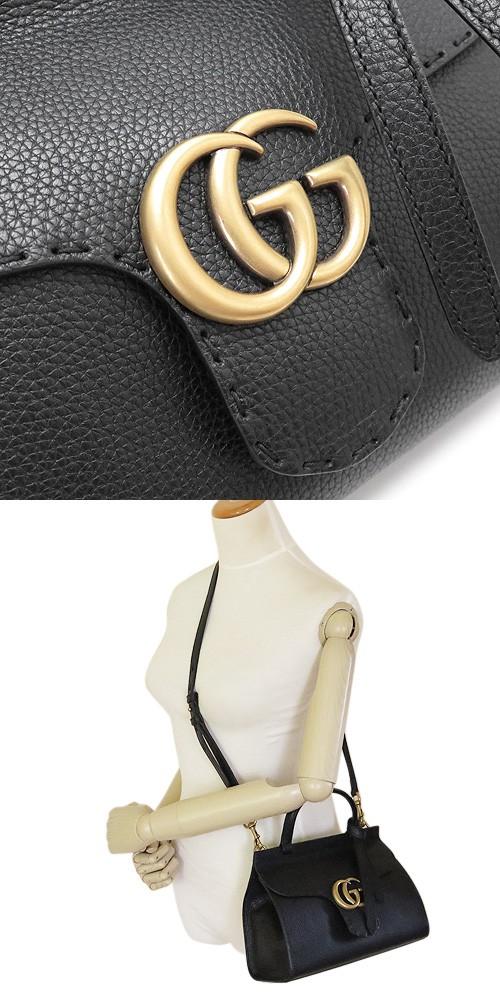 グッチ ハンドバッグ  GUCCI 2WAYショルダーバッグ GGマーモント レザー ブラック 442622 A7M0T 1000​