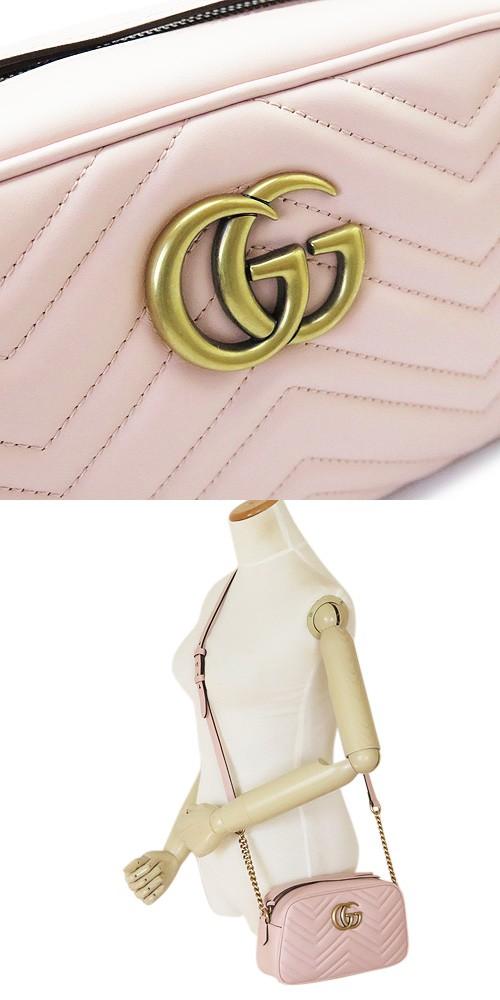 グッチ ショルダーバッグ  GUCCI ななめがけバッグ/ポシェット GG MARMONT キルティング レザー ライトピンク447632 DTD1T 5909