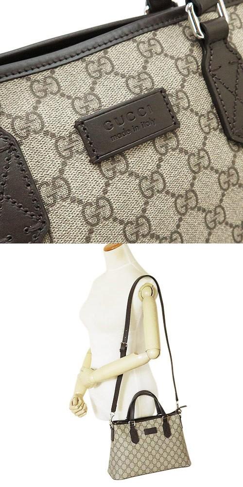 グッチ トートバッグ  GUCCI ショルダーバッグ GGスプリーム PVC キャンバス レザー ベージュ×ダークブラウン 429019 KGDHN 9643