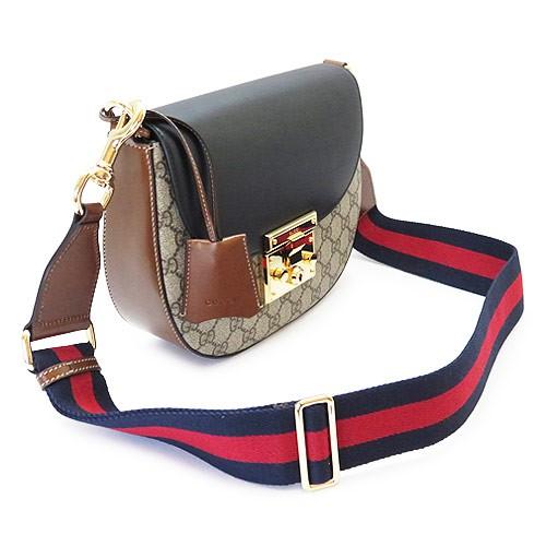 グッチ ショルダーバッグ  GUCCI クラッチバッグ/ポシェット GGスプリーム キャンバス レザー　パドロック　 ベージュ×ブラック×ブラウン 453189 K6RCG 8982​