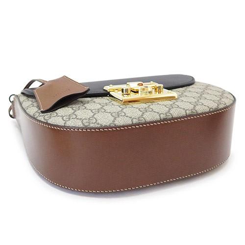 グッチ ショルダーバッグ  GUCCI クラッチバッグ/ポシェット GGスプリーム キャンバス レザー　パドロック　 ベージュ×ブラック×ブラウン 453189 K6RCG 8982​