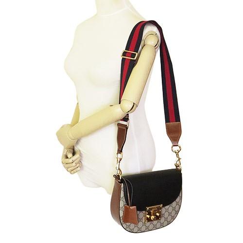 グッチ ショルダーバッグ  GUCCI クラッチバッグ/ポシェット GGスプリーム キャンバス レザー　パドロック　 ベージュ×ブラック×ブラウン 453189 K6RCG 8982​