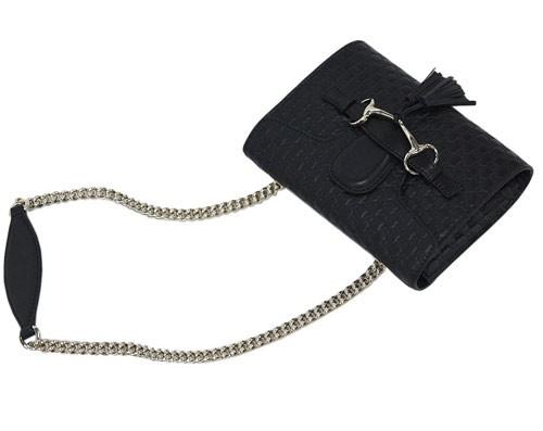 グッチ バッグ　GUCCI　ショルダーバッグ　ポシェット　斜め掛け　チェーンストラップ　マイクログッチッシマ　ブラック　アウトレット 449636-1000​