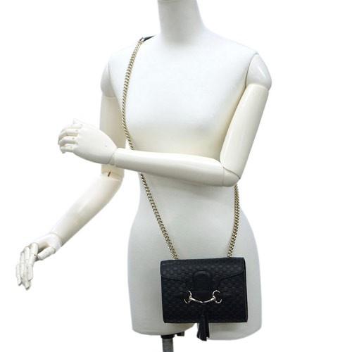 グッチ バッグ　GUCCI　ショルダーバッグ　ポシェット　斜め掛け　チェーンストラップ　マイクログッチッシマ　ブラック　アウトレット 449636-1000​