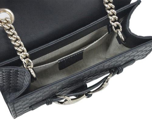 グッチ バッグ　GUCCI　ショルダーバッグ　ポシェット　斜め掛け　チェーンストラップ　マイクログッチッシマ　ブラック　アウトレット 449636-1000​