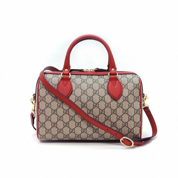 グッチ ホリデーコレクション エンブロイダリー付き GGスプリーム キャンバス トップハンドルバッグ スネーク＆ハート ベージュ×ハイビスカスレッド 409529 K8KCG 9789