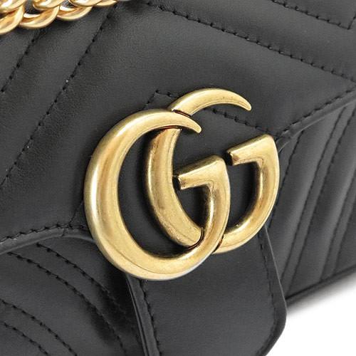 グッチ ショルダーバッグ GUCCI クラッチバッグ/ポシェット GG MARMONT レザー ブラック  446744 DTDIT 1000