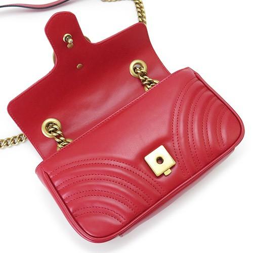 グッチ ショルダーバッグ GUCCI ポシェット GG MARMONT レザー ハイビスカスレッド 赤 446744 DTDIT 6433 