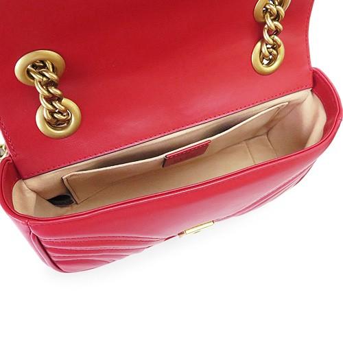 グッチ ショルダーバッグ GUCCI ポシェット GG MARMONT レザー ハイビスカスレッド 赤 446744 DTDIT 6433 