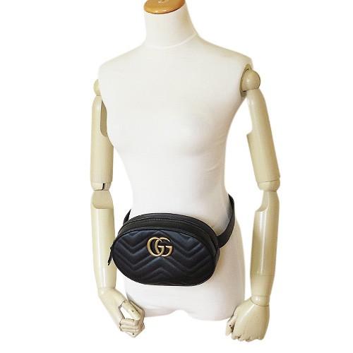 グッチ ベルト バッグ レディース GUCCI GGマーモント キルティング レザー ブラック 黒 491294 DSVRT 1000 