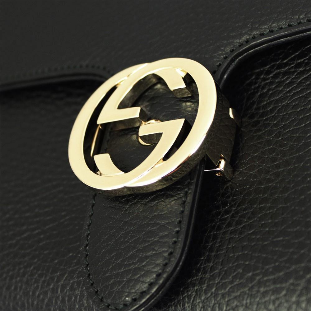 グッチ バッグ レザー ブラック 510302 GUCCI チェーンショルダーバッグ インターロッキングG 510302 CA00G 1000 