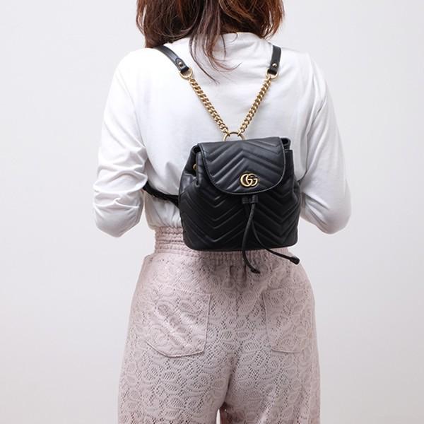 グッチ GUCCI GGマーモント キルティング レザー バックパック リュックサック ブラック [レディース] 528129 DRW4T 1000 
